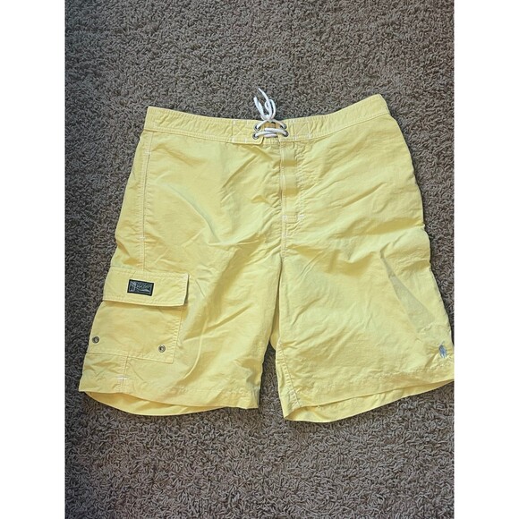 Polo by Ralph Lauren size medium, elastic waist, swim trunks, yellow board short - Picture 1 of 12
